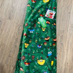 Sesame Street Green Blanket with Colorful Characters